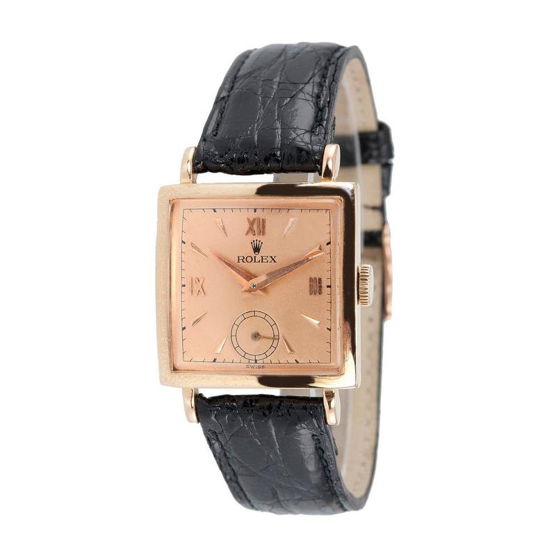  Rolex Pink Gold Square Dress Watch Ref 4470