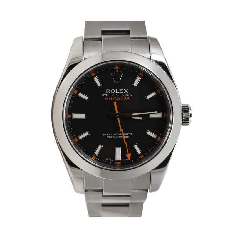  Rolex Watch Co Mens Rolex Milgauss Steel Mdl 116400 Box Papers