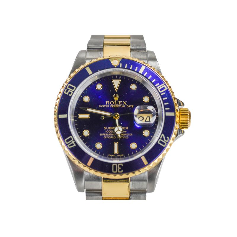  Rolex Watch Co Rolex Submariner 1999 Two Tone Blue Dial MDL 16613 36mm