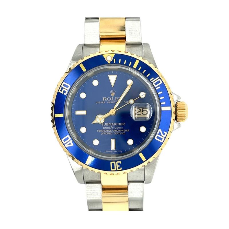  Rolex Watch Co Submariner Date Blue Dial 40MM Ref 16613 in 2 Tone Oyster Bracelet Pre Owned