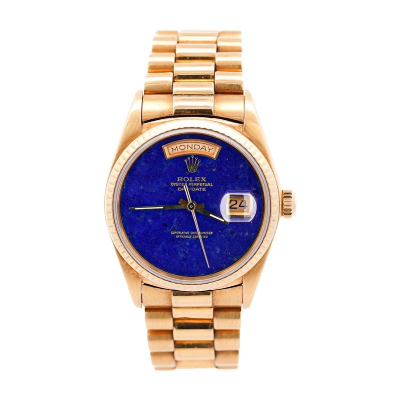  Rolex Watch Co Vintage Rolex Day Date Lapis Lazuli 18K Yellow Gold 36mm Watch