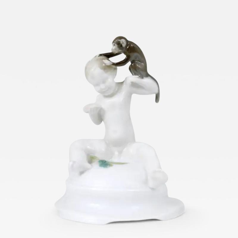  Rosenthal 1900s Rosenthal Putto Monkey Porcelain Sculpture Ferdinand Liebermann Germany