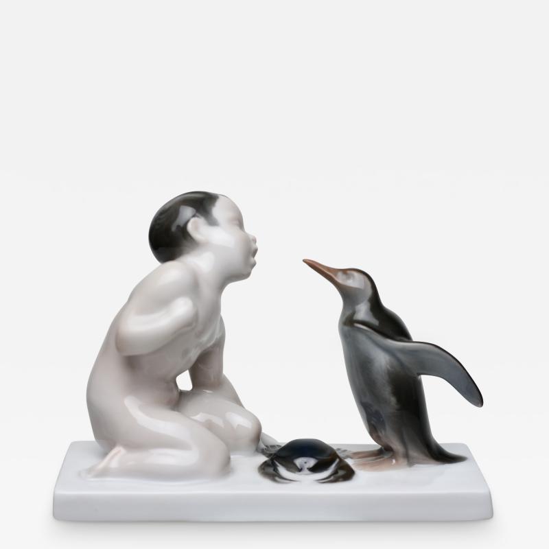  Rosenthal Rosenthal Porcelain Figure of Boy and a Penguin by F Liebermann 1910 Germany