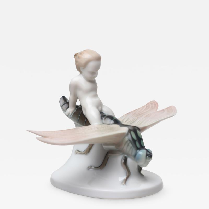  Rosenthal Rosenthal Porcelain Figure of Ground Fairy Riding on Dragonfly 1912 Germany