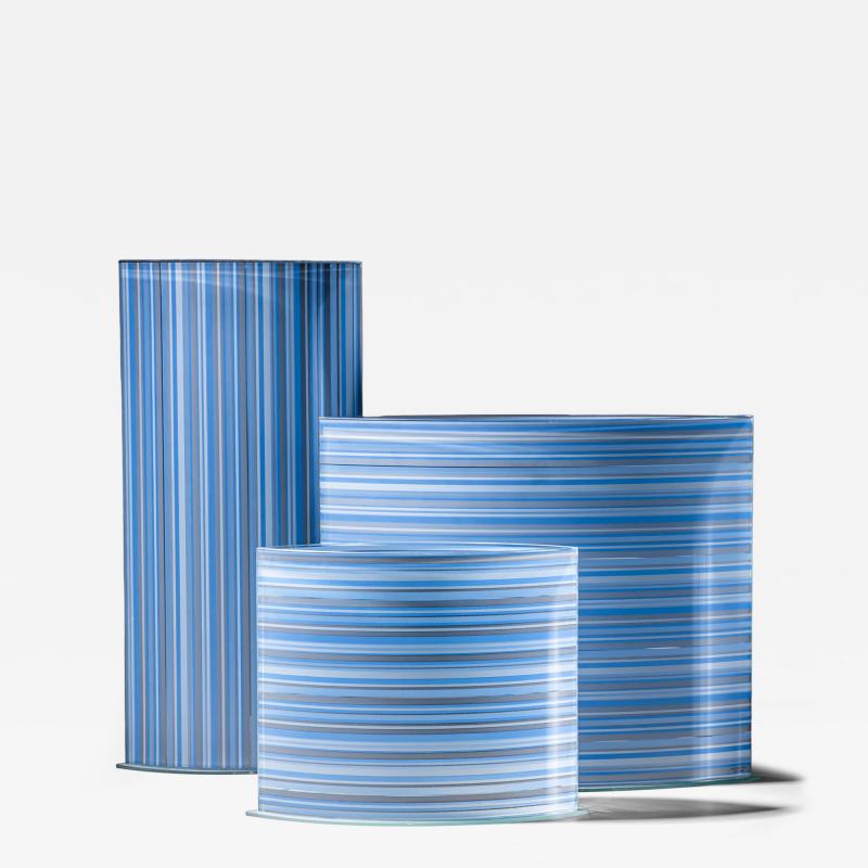  Rosenthal Set of Three Blue Vases by Rosenthal 20th Century