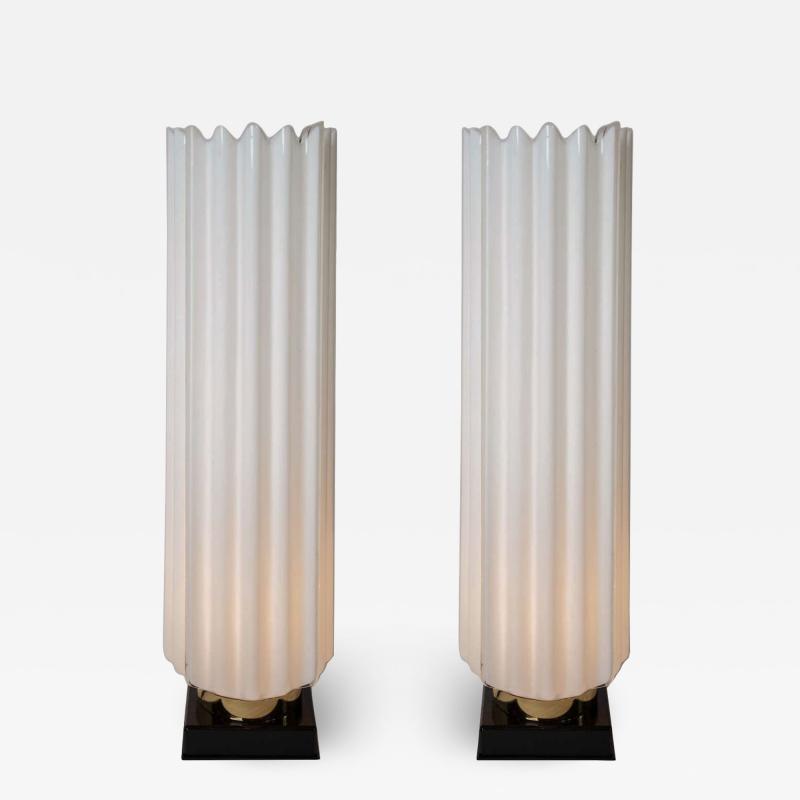  Rougier Pair of 1970s fluted lamps by Rougier