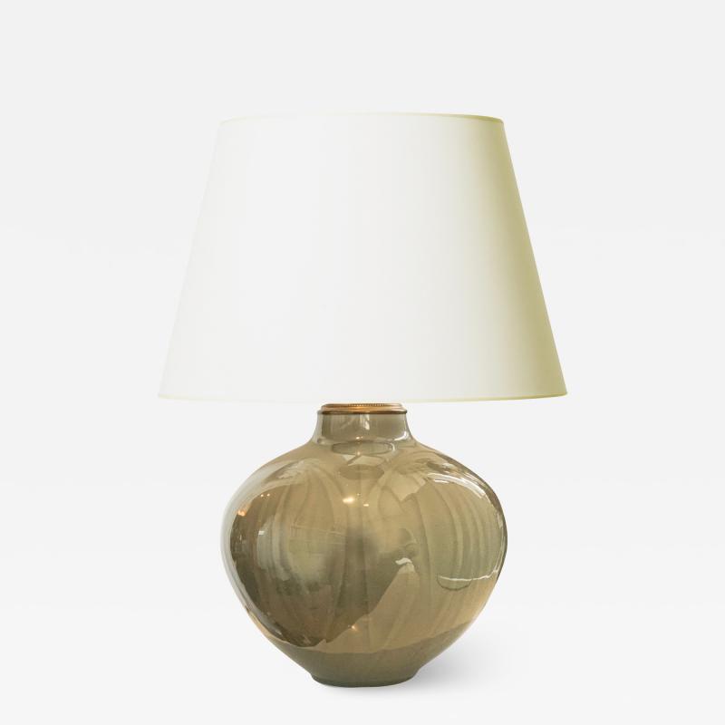  Royal Copenhagen Exceptional Table Lamp with Foliate Design by Gunnar Nylund