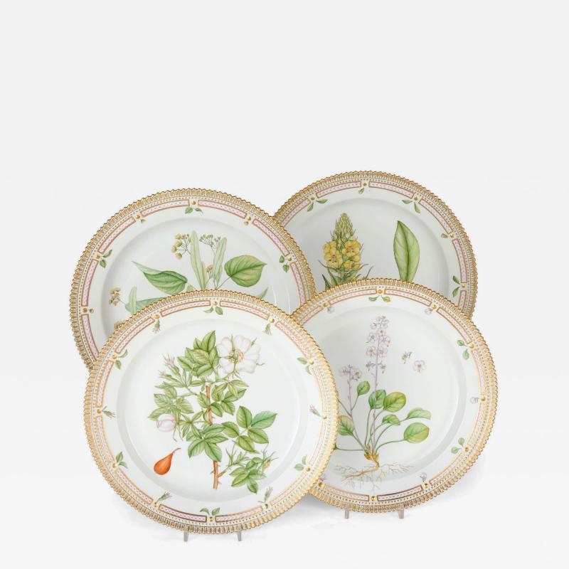  Royal Copenhagen Four Royal Copenhagen Flora Danica Porcelain Serving Plates