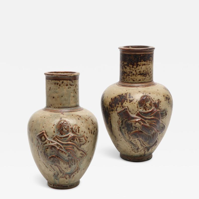  Royal Copenhagen Pair of Vases In Sung Glaze by Nils Thorsson