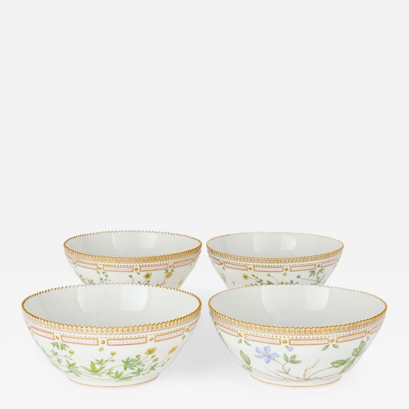  Royal Copenhagen Set of Four Royal Copenhagen Flora Danica Porcelain Bowls