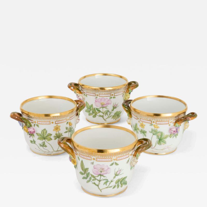  Royal Copenhagen Set of Four Royal Copenhagen Flora Danica Porcelain Cache Pots