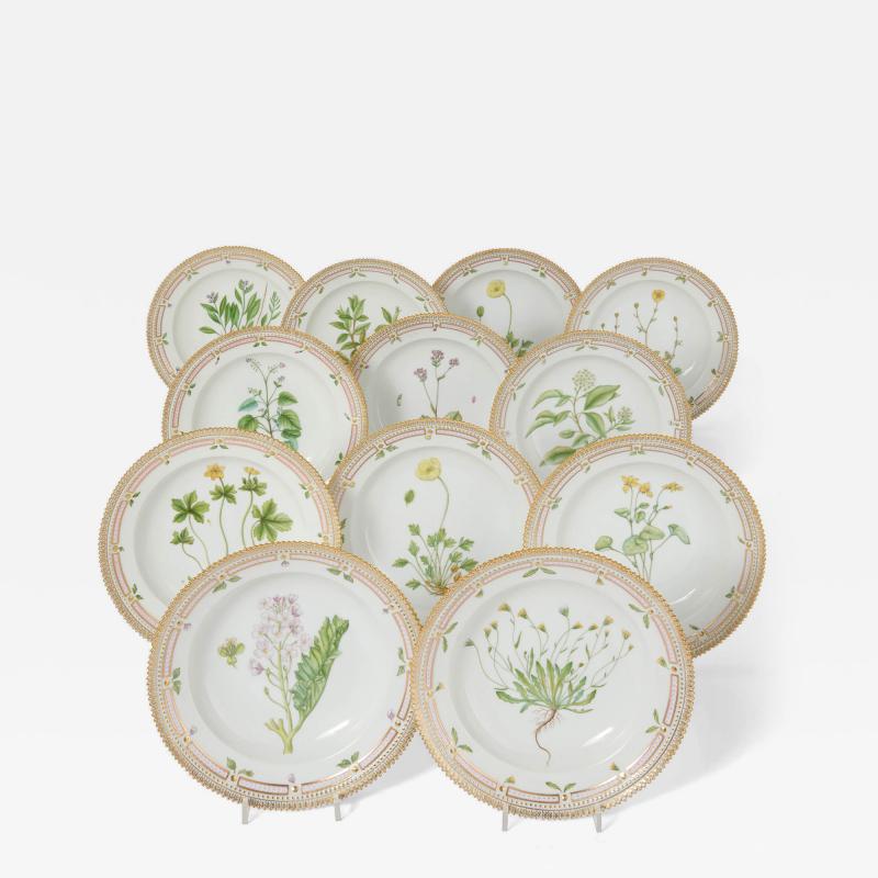  Royal Copenhagen Set of Twelve Royal Copenhagen Flora Danica Porcelain Side Plates
