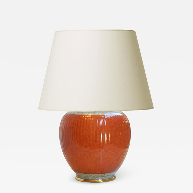  Royal Copenhagen Table lamp with orange craquelure glaze by Royal Copenhagen