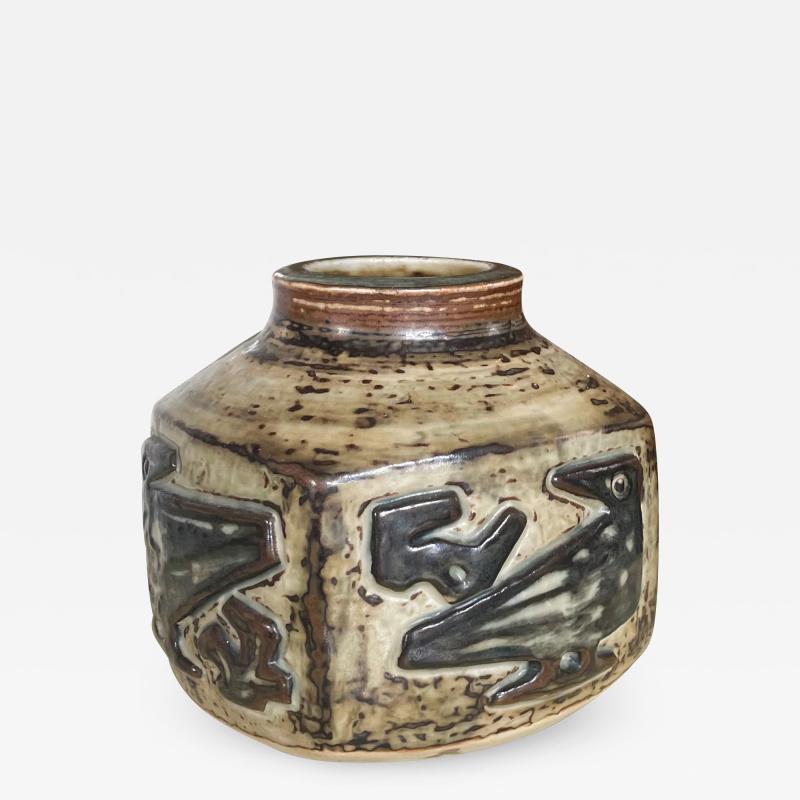  Royal Copenhagen Vase with Bird Reliefs by Jorgen Mogensen for Royal Copenhagen