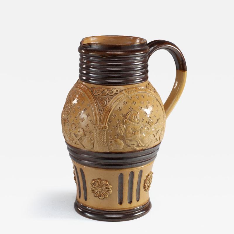  Royal Doulton Royal Doulton Lambeth Gothic Revival a Comical Jug with Scenes of a Drunk Monk