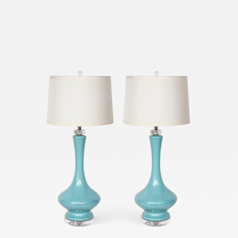  Royal Haeger Robins Egg Blue Ceramic Lamps