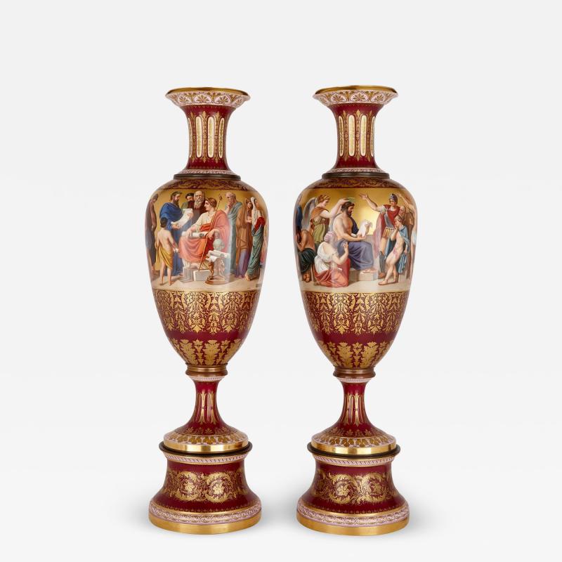  Royal Vienna Porcelain Magnificent pair of large bronze mounted Royal Vienna Porcelain vases