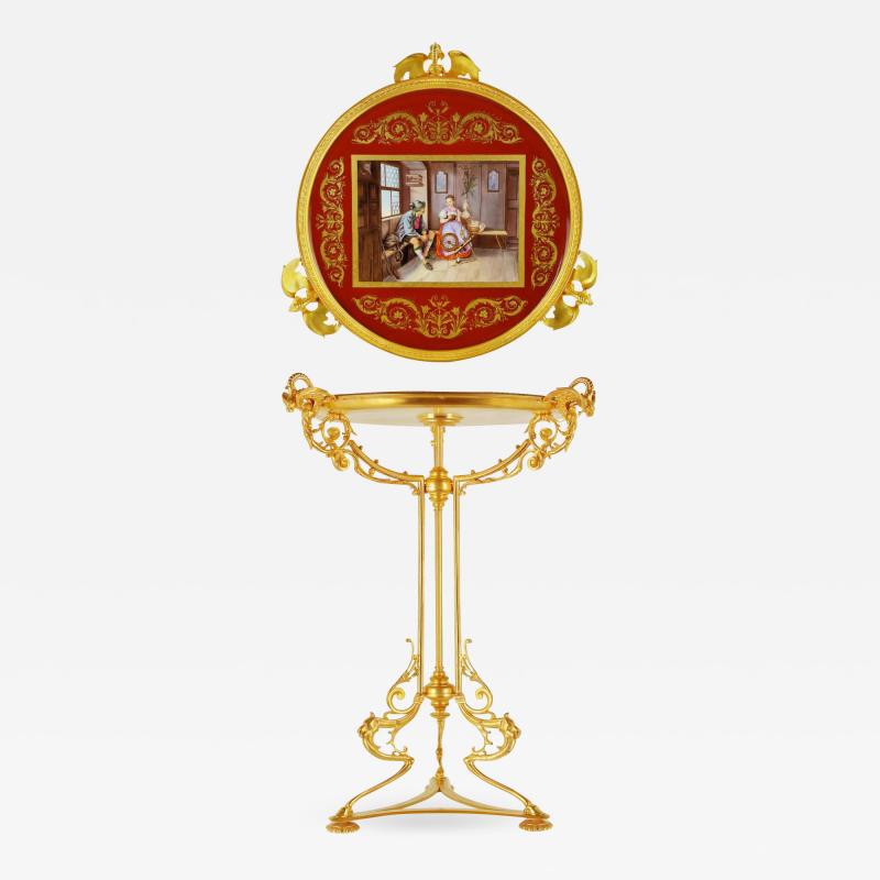  Royal Vienna Porcelain Royal Vienna porcelain and gilt bronze circular side table