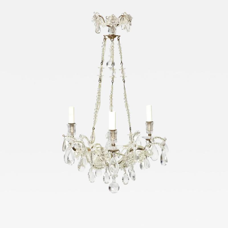  Royale De Saint Louis Vintage St Louis French Crystal Beaded 3 Light Chandelier