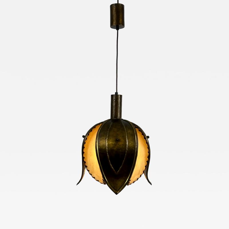  Rustika Lux Austria Unique Mid Century Hand Made Brass Pendant Lamp Tulip by Rustika Lux Austria