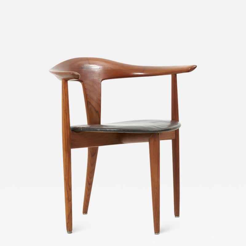  S A Andersen Erik Andersen and Palle Pedersen Chair in Teak and Leather by Erik Andersen Palle Pedersen Denmark 1960s