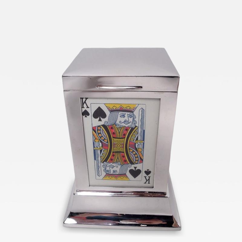  S Blanckensee Sons Ltd English Modern Classical Sterling Silver Playing Cards Box 1926