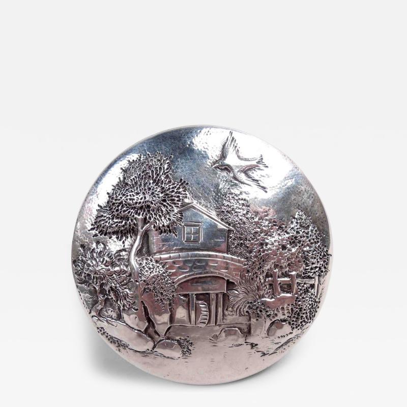  S Kirk Son Inc Antique Kirk Baltimore Small Sterling Silver Box with Pastoral Scene