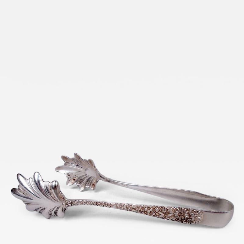  S Kirk Son Inc Pair of Kirk Baltimore Repousse Sterling Silver Ice Tongs
