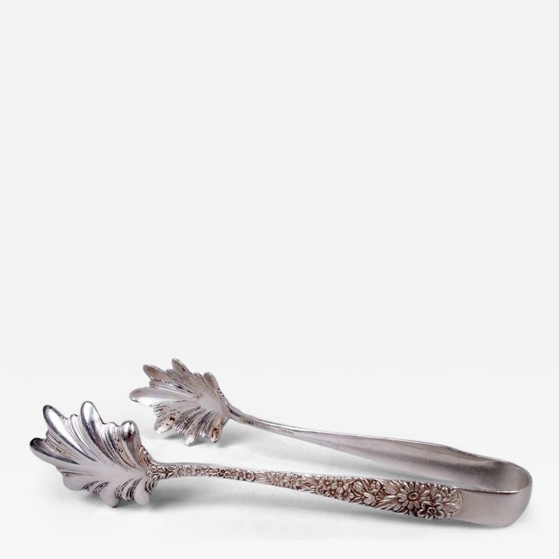  S Kirk Son Inc Pair of Kirk Baltimore Repousse Sterling Silver Ice Tongs
