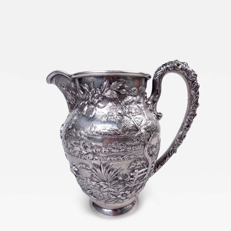  S Kirk Son Inc Superb Kirk Baltimore Pictorial Water Pitcher with Horse Hunter