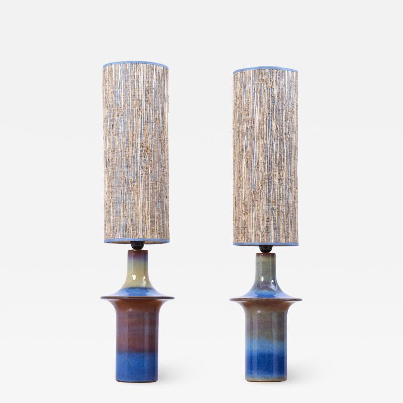  S holm Stent j Soholm ceramics Pair of Large Blue Ceramic Table Lamps by Soholm Denmark 1960s