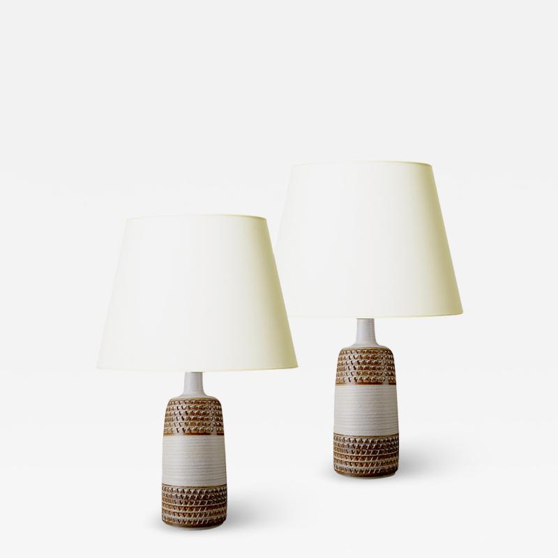  S holm Stent j Soholm ceramics Pair of Llamps with Intaglio Details by Soholm Stentoj