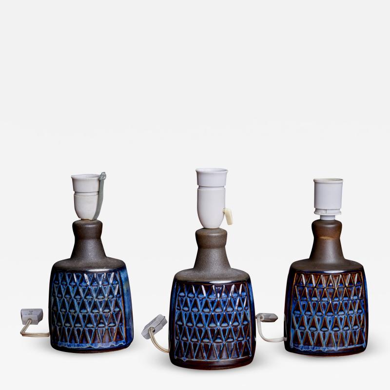  S holm Stent j Soholm ceramics Set of 3 Ceramic Table Lamps by Soholm Denmark 1960s