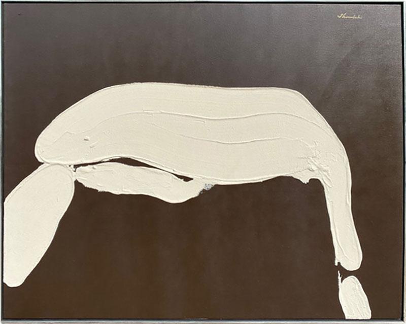  SHERADSKI ABSTRACT DARK BROWN AND WHITE PAINTING ACRYLIC ON CANVAS BY SHERADSKI