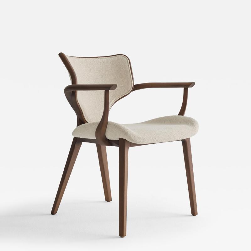  SIMONINI Lotus dinning chair with Arms Walnut with Upholstered Back by Daniel Simonini
