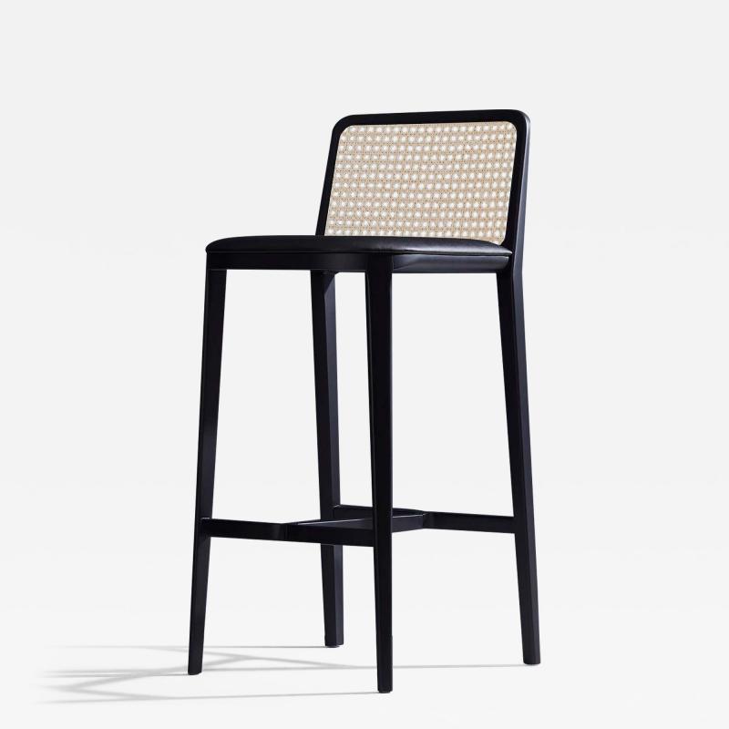  SIMONINI Minimal Style Solid Wood Stool Textiles or Leather Seatings Caning Backboard