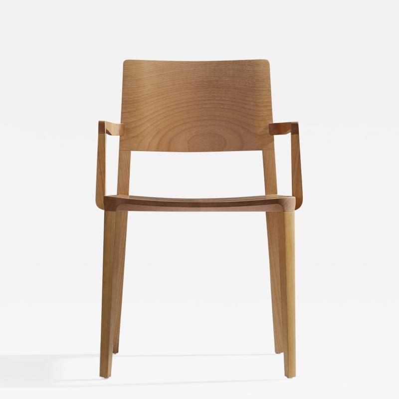  SIMONINI Minimalist Modern Chair in Natural Solid Wood with Arms