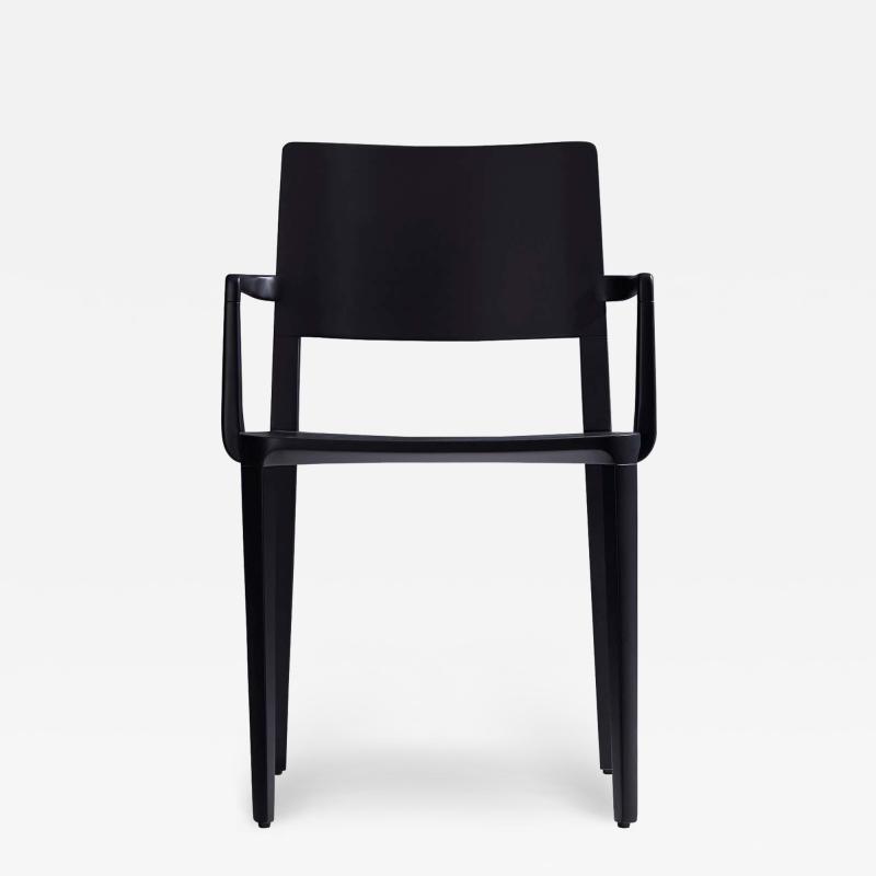  SIMONINI Minimalist Modern Chair in Solid Wood Black Finish with Arms