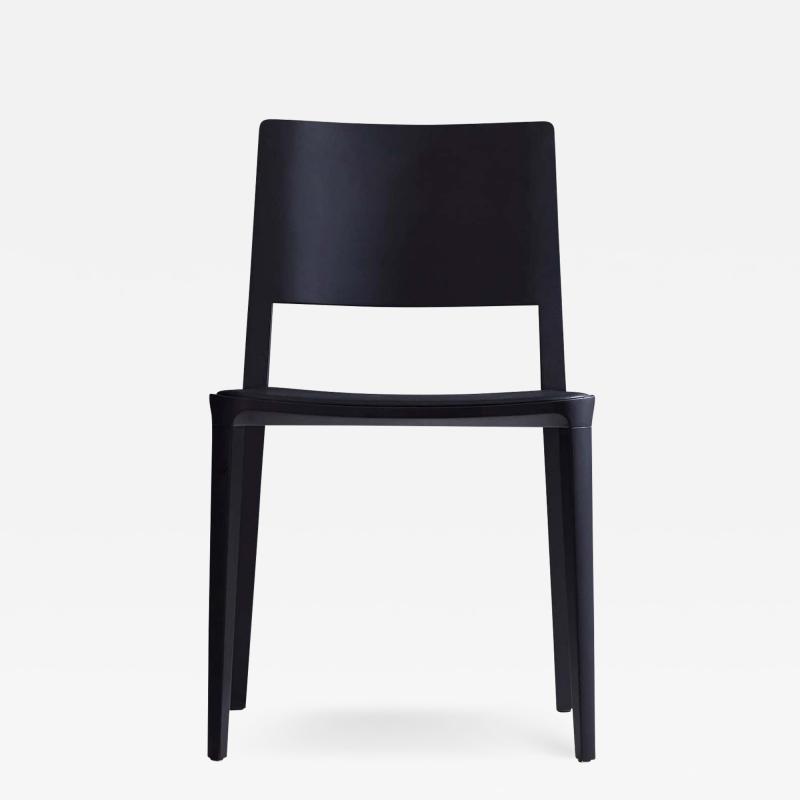  SIMONINI Minimalist Modern Chair in Solid Wood Solid Black Finish Leather Seating