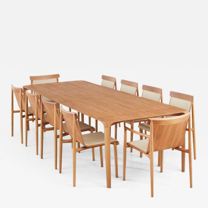  SIMONINI Minimalist Style Dining Table in Natural Solid Wood Reinforced with Steel