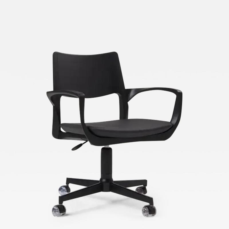  SIMONINI Modern Style Aurora office chair in black solid wood solid back leather seat