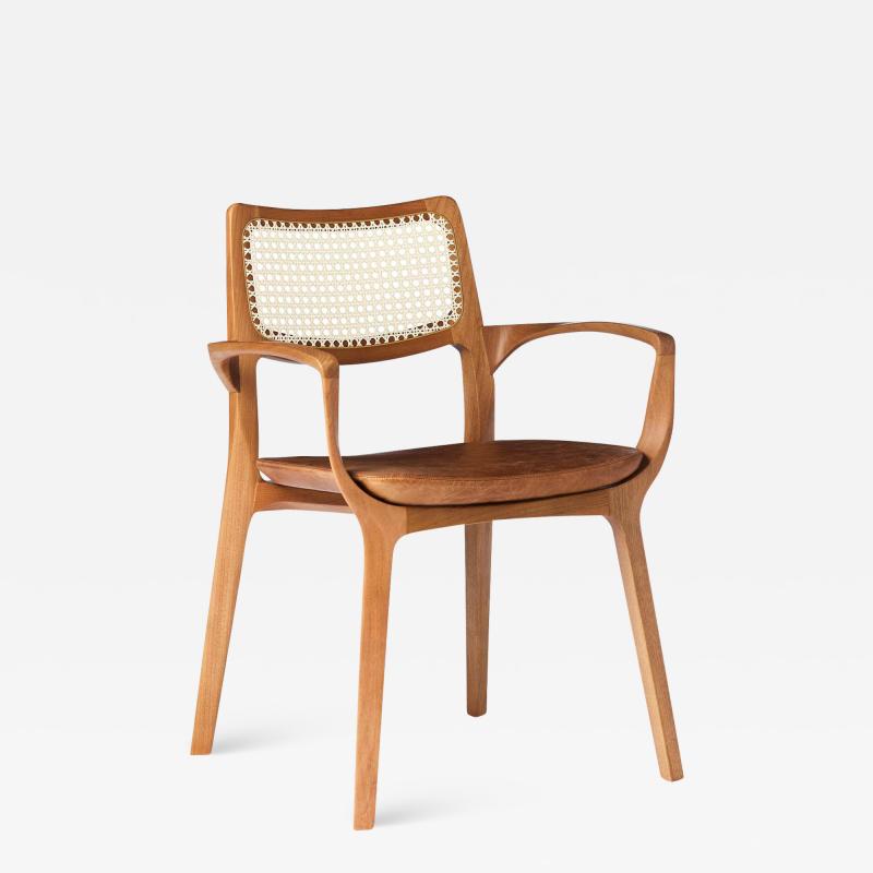  SIMONINI Post Modern style Aurora chair in sculpted solid wood with cane back and leather