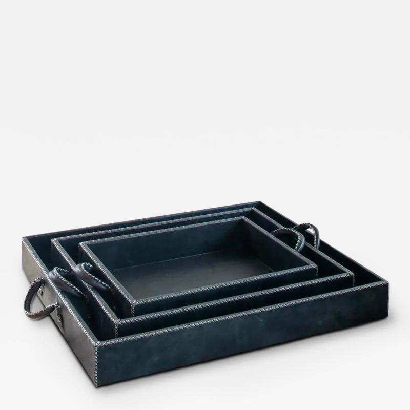  SOL Y LUNA NEST OF THREE LEATHER TRAYS