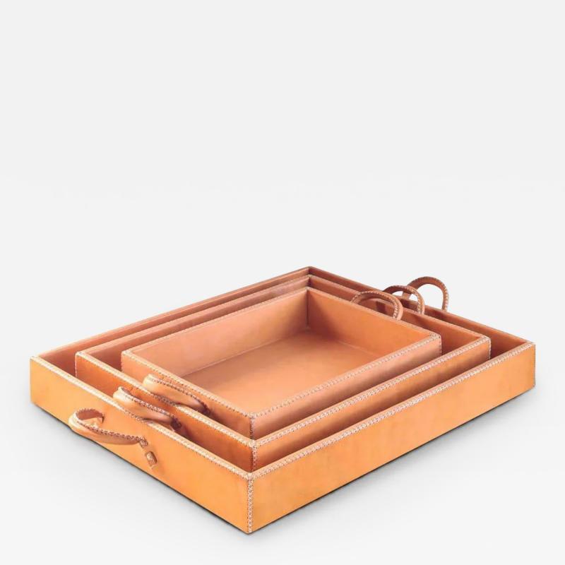  SOL Y LUNA NEST OF THREE LEATHER TRAYS