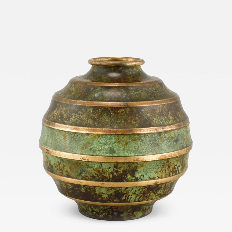  SVM Handarbete Art Deco Vase in Patinated Bronze by SVM Hanarbete