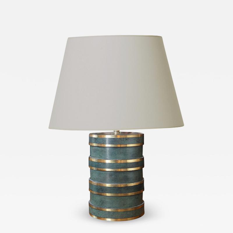  SVM Handarbete Rare Art Deco Table Lamp in Patinated Bronze Attrib SVM