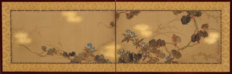  Sakai H itsu Sakai Hoitsu 1761 1828 Autumn flowers Japanese screen painting