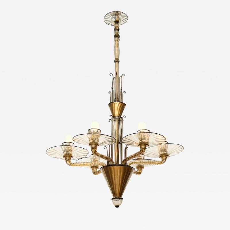  Salviati Rare Early 6 Light Chandelier by Salviati