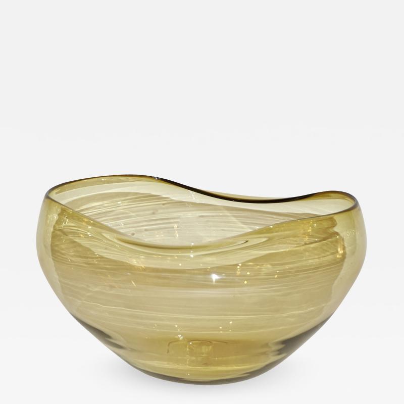  Salviati Salviati 1970s Italian Vintage Organic Amber Gold Murano Art Glass Bowl