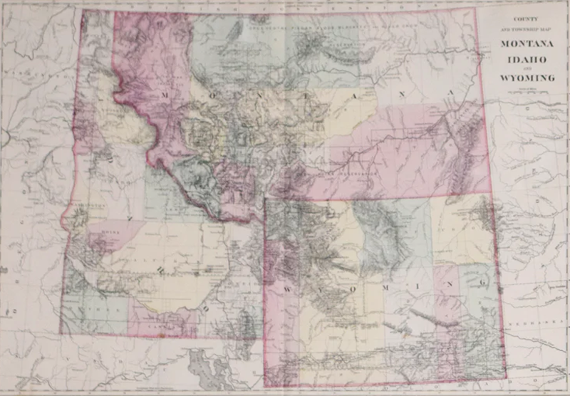  Samuel Augustus Mitchell Jr SAMUEL AUGUSTUS MITCHELL JR COUNTY AND TOWNSHIP MAP MONTANA IDAHO AND WYOMING